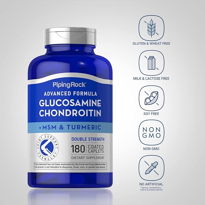 Piping Rock Glucosamine Chondroitin MSM Plus Turmeric 180 Coated