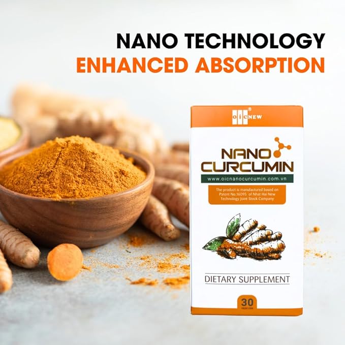 Nano Curcumin - 30 Capsules - Nano Technology Increases Absorption Up to 99.9%, Promotes Digestive System, Relieves Gastric and Beautifies The Skin