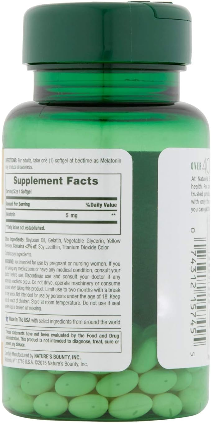 Nature's Bounty Melatonin 5mg, 90 Softgels 2)