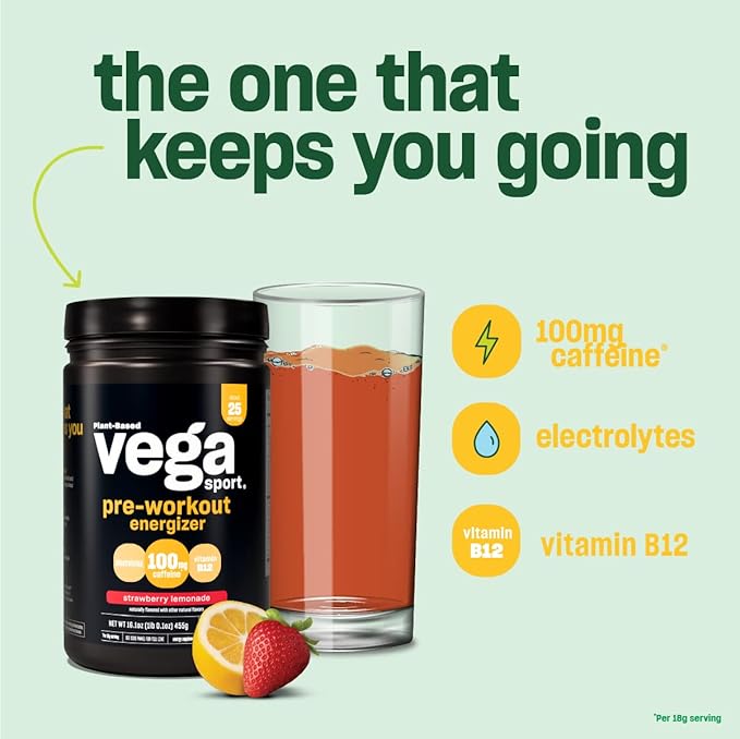 Vega Sport Pre-Workout Energizer, Strawberry Lemonade 1.1 lbs
