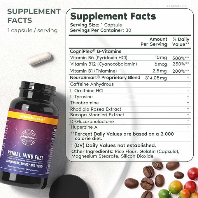 Brain Supplement by Primal Harvest, Primal 30 Capsules