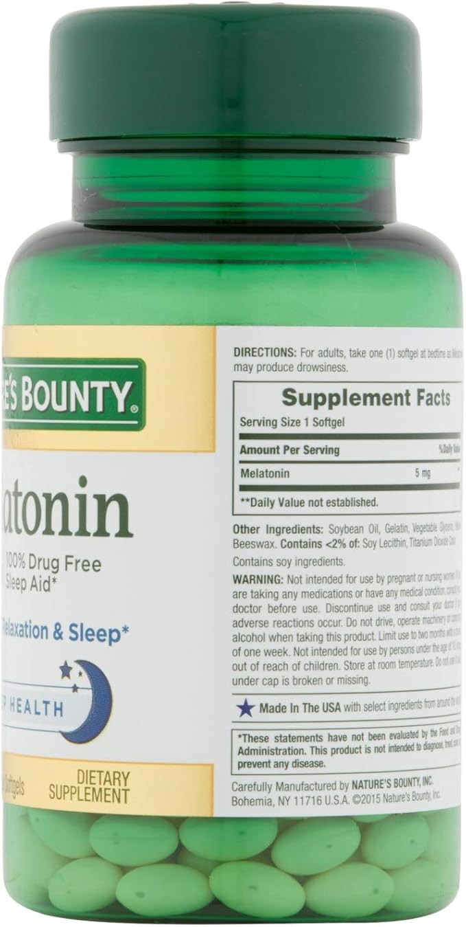Nature's Bounty Melatonin 5mg, 90 Softgels 2)