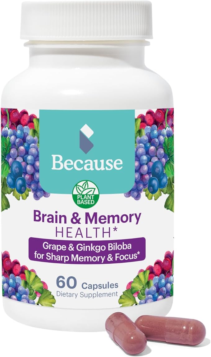 Because Brain Supplement for Memory and 740mg Serving 60 Capsules