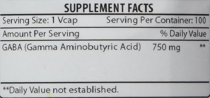 Amazing Formulas GABA 750mg Per Serving 100 Veggie