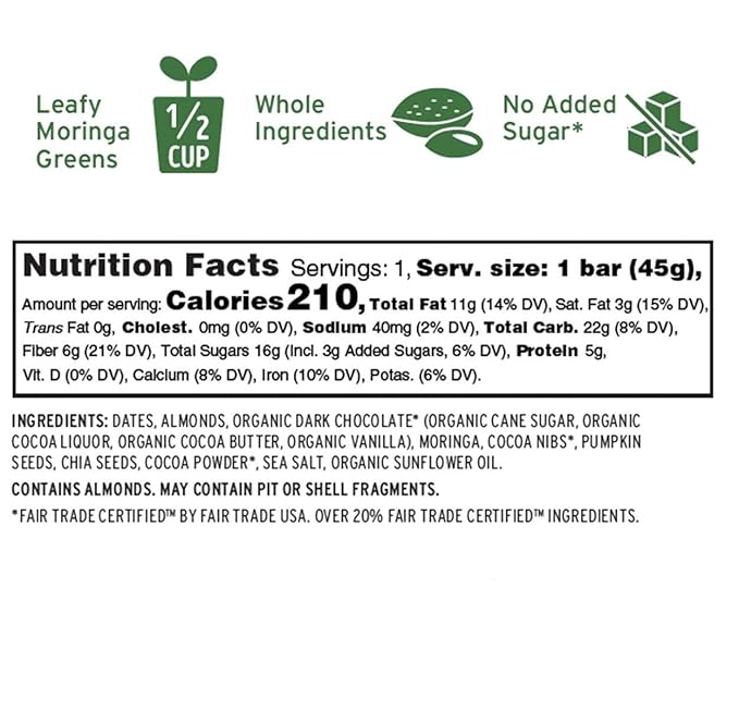 Kuli Kuli Moringa SuperFood Energy Bar, 1.6 Ounce 12) Vegan