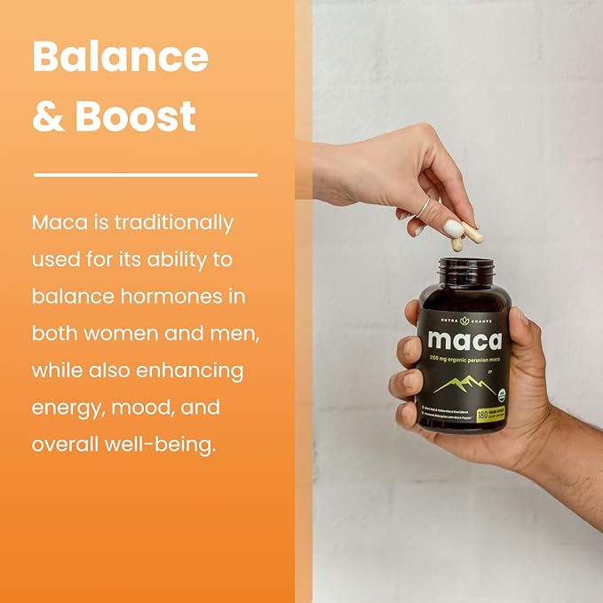 Organic Maca Root Capsules for Women 2100mg, 180 180 Vegan