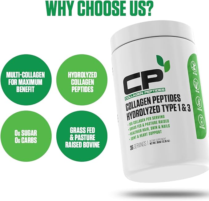 Collagen Peptides Powder #1 Rated 1 & 3 Anti-Aging (35 Servings)