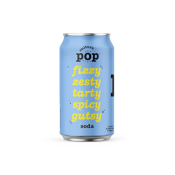 Culture Pop Soda, Ginger Lemon & Turmeric, Probiotic Low Sugar Soda, Sparkling Juice Alternative, Non-GMO, Kosher, Gluten-Free, No Stevia (12pk)