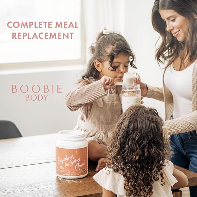 Boobie Body Superfood Protein Meal Replacement Shake, Coffee Caramel Flavor | 19g Protein | Safe For Pregnancy, Lactation, & Motherhood | Organic, Vegan, Zero Sugar, 1 Tub (20 Servings)