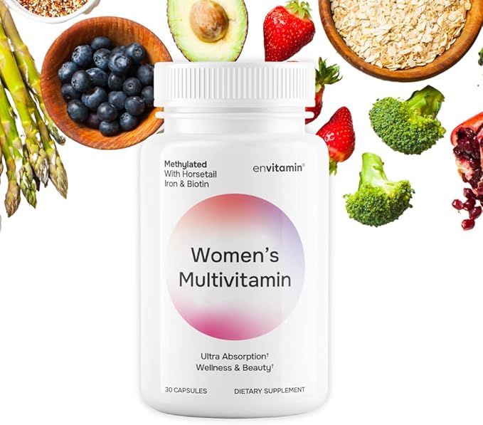 Womens Methylated Multivitamin Multimineral Horsetail, Iron, Biotin Complex with L Methylfolate for Ultra Absorption