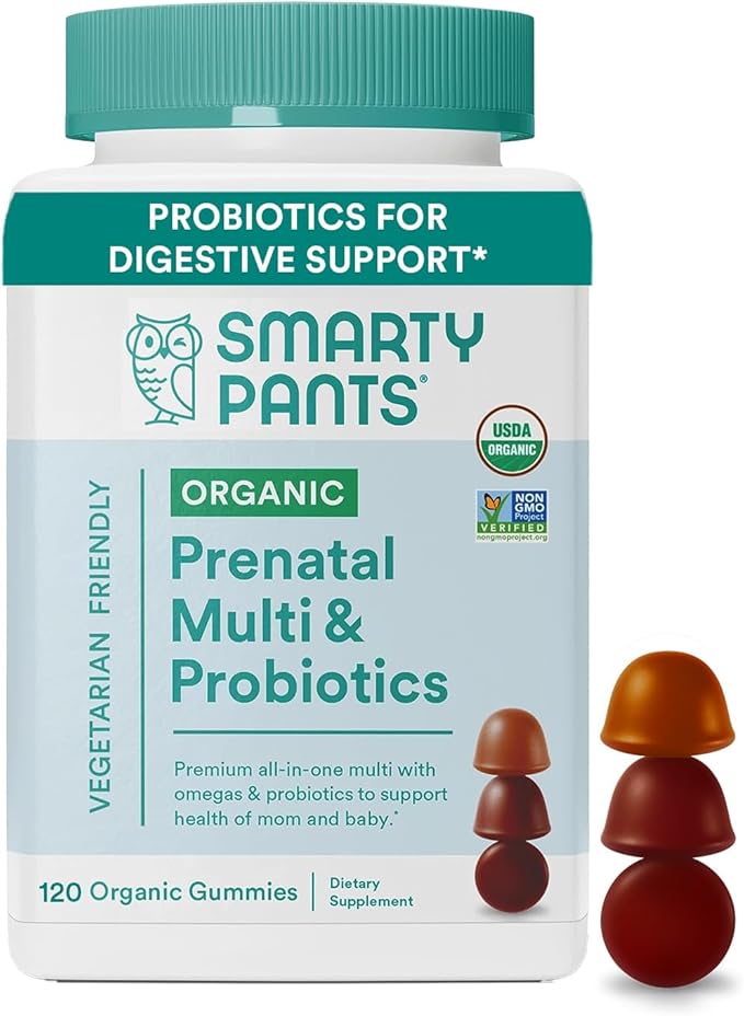 SmartyPants Organic Prenatal Vitamins for Women 3, Vitamin D3, Vitamin B12, 120 120 Count
