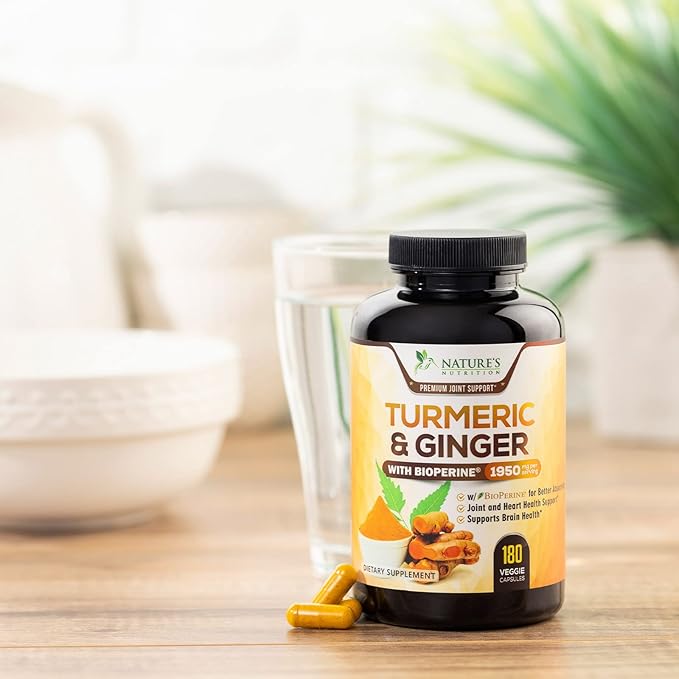 Turmeric Curcumin with BioPerine & Ginger 95% Curcuminoids 1950mg - 180 Capsules
