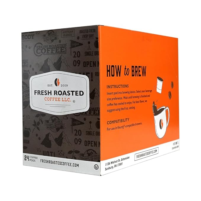 Fresh Roasted Coffee, Organic White Knight, Light Roast, 24 Pods for K Cup Brewers