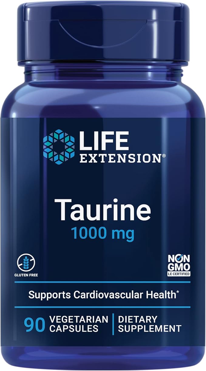 Life Extension DHEA Hormone Balance 100 Capsules and Taurine Brain Heart Health 1000mg 90 Capsules Bundle