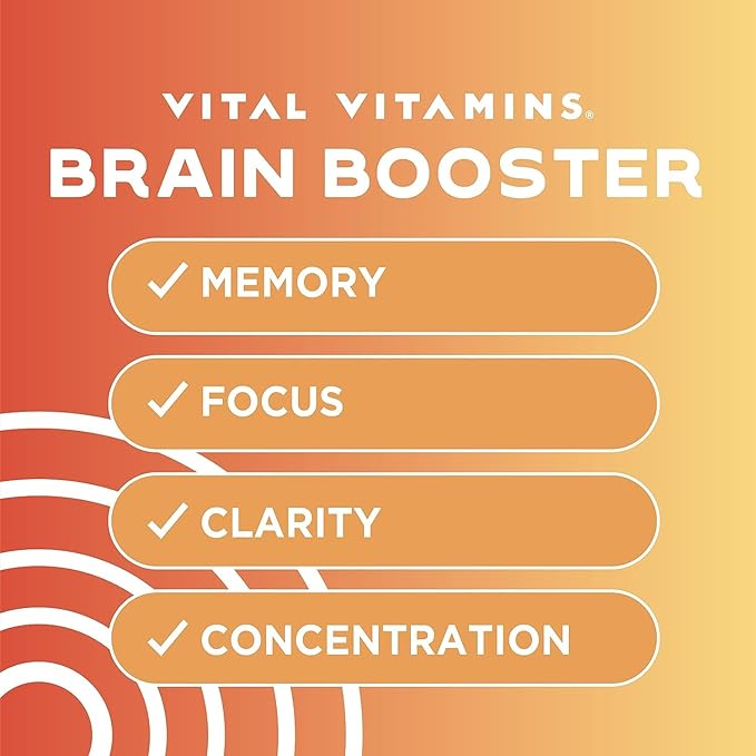 Vital Vitamins Brain Supplements for Memory (3 Pack) B12, Gingko