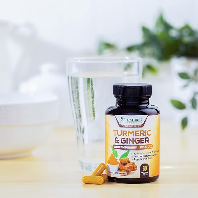 Turmeric Curcumin with BioPerine & Ginger 95% Curcuminoids 1950mg - 60 Capsules