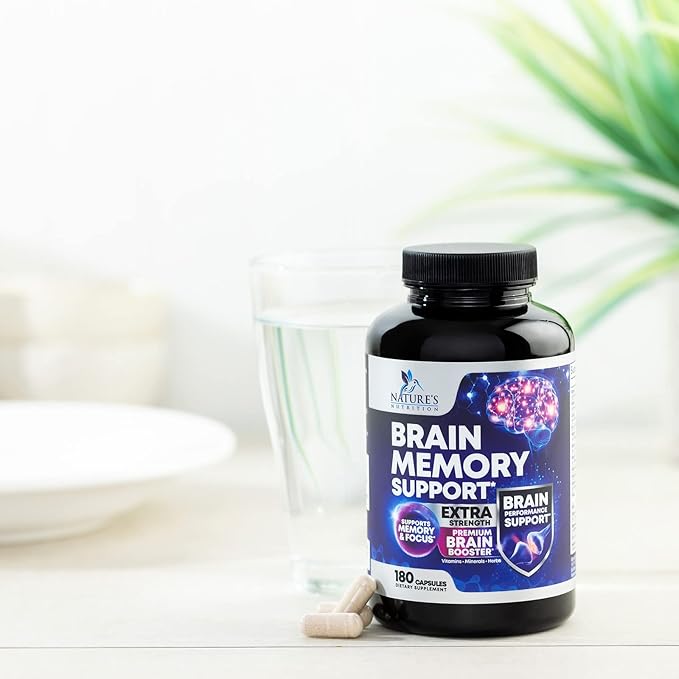Brain Supplements for Memory and Focus - 40 Nootropics & Vitamins to Support Mental Alertness, Clarity & Concentration, Brain Health Cognitive Memory Pills, B6, B12, Phosphatidylserine - 180 Capsules