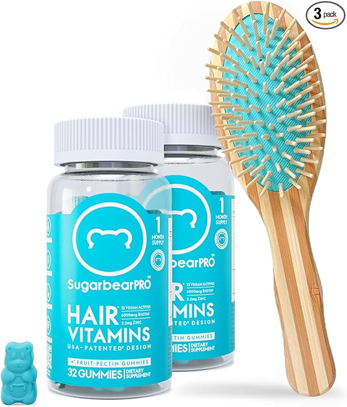 SugarbearPro Hair Vitamin Extra Strength 6000mcg B12, MSM, Omega3, Elderberry, 2 Month