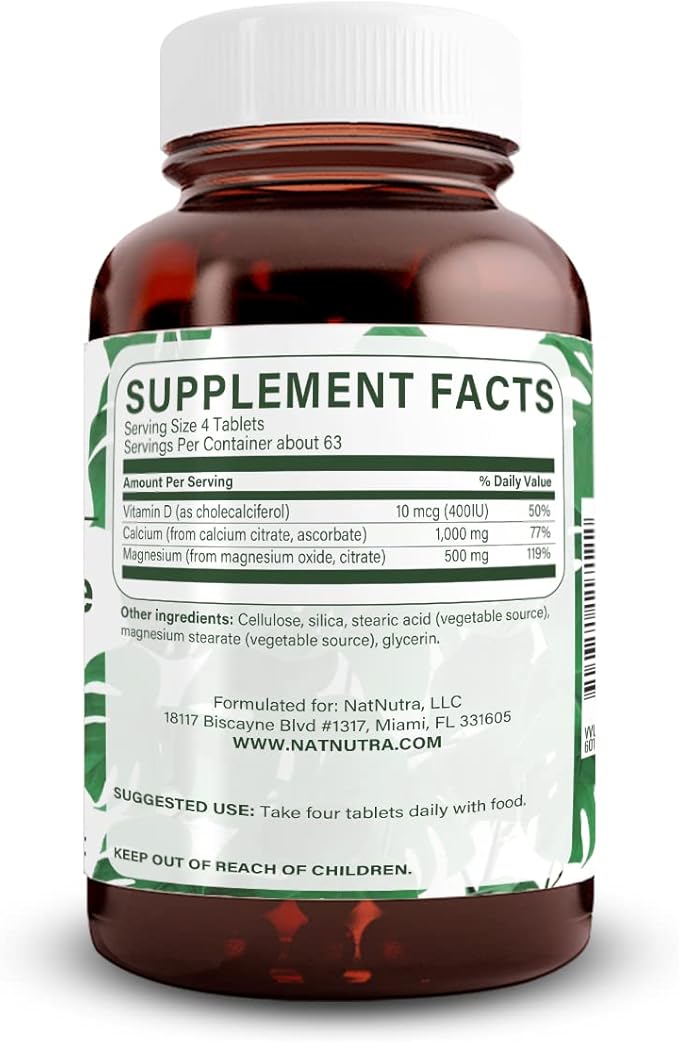 Natural Nutra Cal-Mag 1000/500 mg Citrate D3, Strengthen 250 Vegan