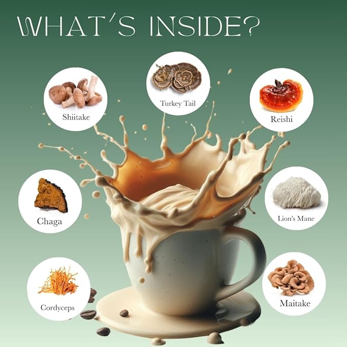 Mushroom Coffee with MCT Oil Blend of 7 Adaptogenic Mushrooms Enhanced Focus, Energy – Instant Creamy Coffee Mix Premium Quality, Crafted in the USA Kinoko Mushroom Coffee