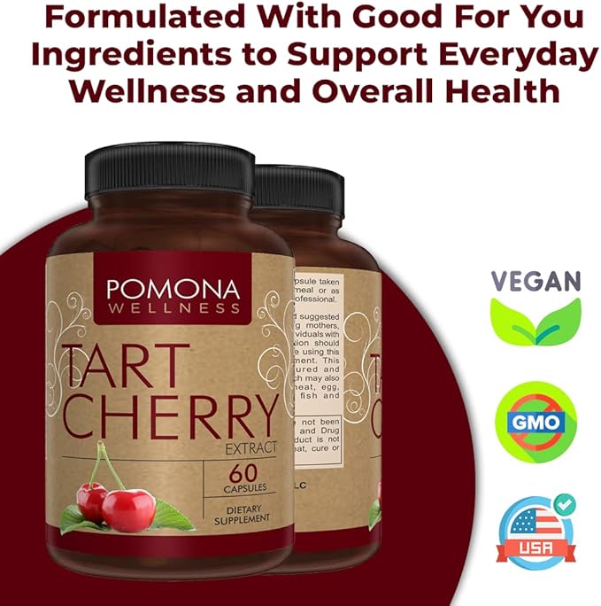 Pomona Wellness Tart Cherry Supplement, Antioxidant 60 Capsules