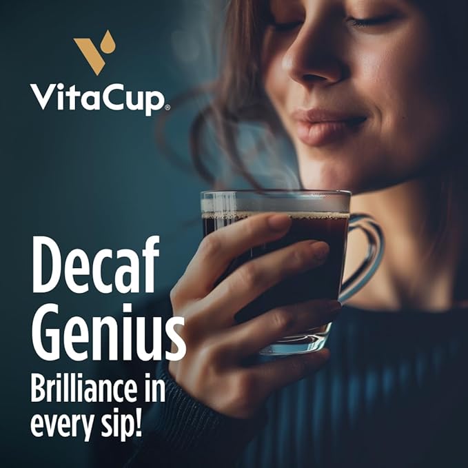 Decaf Genius Keto Coffee Pods with MCT Oil, Turmeric, and B Vitamins by VitaCup for Focus in Recyclable Single Serve Pod Compatible with K-Cup Brewers Including Keurig 2.0, 16 CT