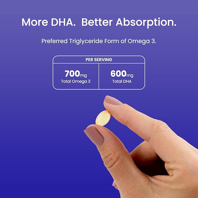 Prenatal DHA for Women 600mg + 400 IU D3 | 120 Softgels 3 Fish 300mg per