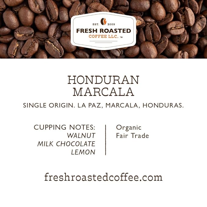 Fresh Roasted Coffee, Organic Honduran Marcala, Medium Roast, 72 Pods for K Cup Brewers