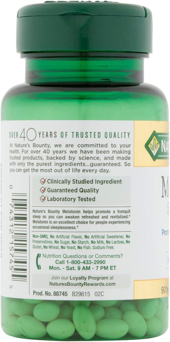 Nature's Bounty Melatonin 5mg, 90 Softgels 2)