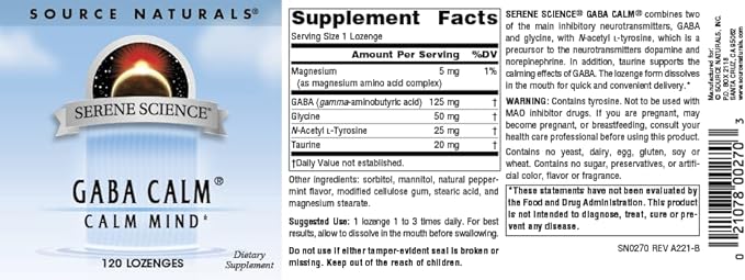 Source Naturals Serene Science, GABA Calm 120 Lozenges