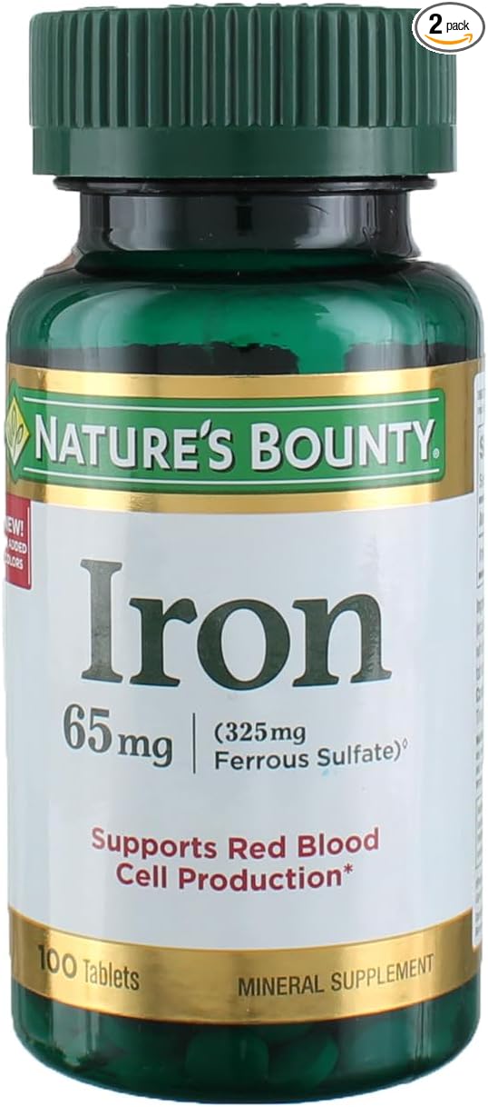 Nature's Bounty Iron 65 Mg.(325 mg Ferrous Sulfate), 100 Count (Pack of 2)