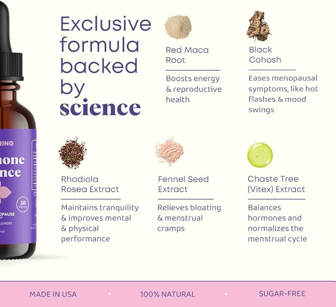 JoySpring Hormone Balance for Women | Natural Menopause Supplements with Black Cohosh | Supports Hot Flash Relief & PMS Relief for Menstrual Herbal Support