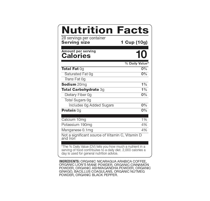 BareOrganics Artisan Ground FOCUS Bagged Coffee with Superfoods, Medium Roast, Non-GMO & Gluten-free, Ginkgo, Ashwagandha & Lion’s Mane Mushrooms, 10 oz