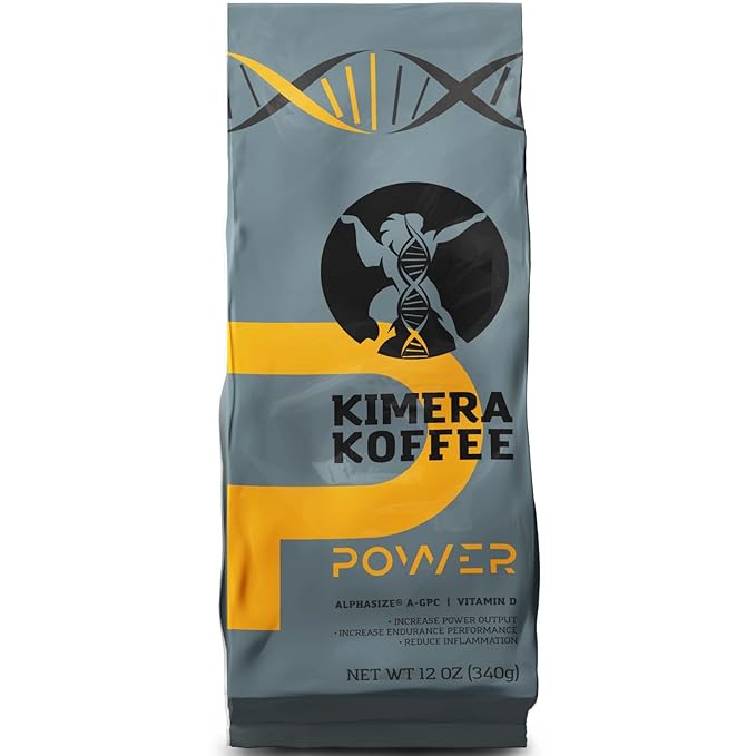 Kimera Koffee - Organic Medium Roast Ground Coffee|Power Blend | Infused with Alpha GPC and Vitamin D | Optimize Focus & Concentration | Boost Energy Level | Enhance Athletic Performance | 12oz