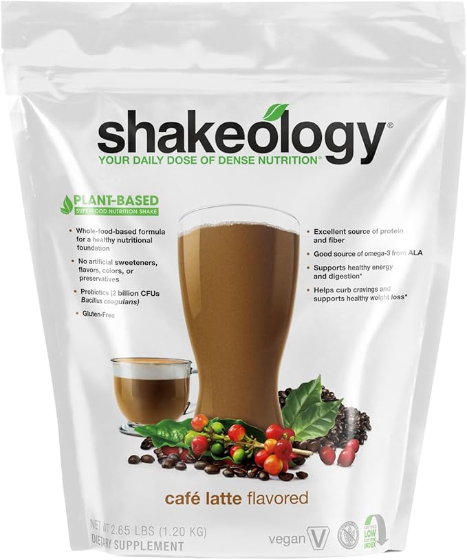 Shakeology Vegan Protein Powder - Gluten Free, Superfood Protein Shake - Helps Support Healthy Weight Loss, Lean Muscle Support, Gut Health, Manage Effects of Stress, Cafe Latte - 30 Servings