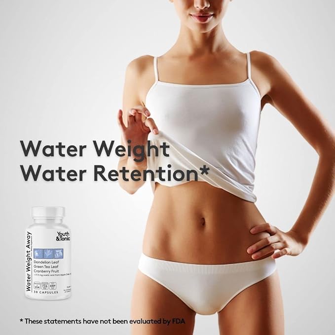 Youth & Tonic Water Retention Pills for Women and Hormone Balance Capsules for Swelling & Loss of Water and to Maintain Healthy Female Hormonal Level | 30 + 60 Capsules