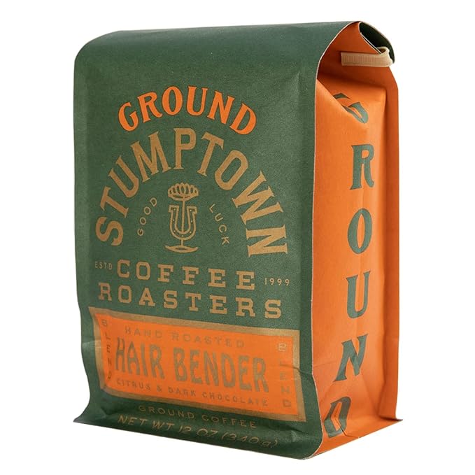 Stumptown Coffee Roasters, Medium Roast Ground Coffee - Hair Bender 12 Ounce Bag, Flavor Notes of Citrus and Dark Chocolate (Pack of 3)