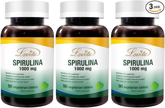 Lovita Organic Spirulina 1000mg per Tablet, 100% Vegan 90 Vegetarian 3)
