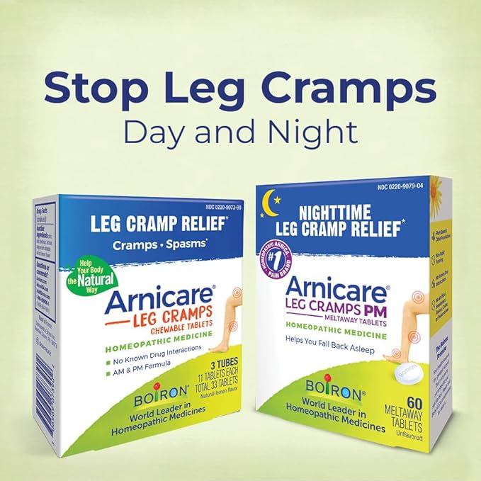 Boiron Arnicare Leg Cramps PM for Nighttime Relief from Cramping and Stiffness in Feet or Calves - 60 Tablets