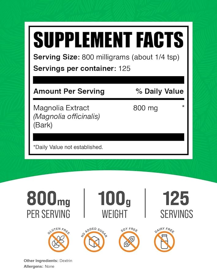 BulkSupplements.com Magnolia Bark Extract Powder 800mg per 100g (3.5 (3.5 oz) 1)