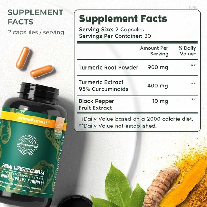 Primal Harvest 1 Pack, Primal Turmeric 60 Capsules