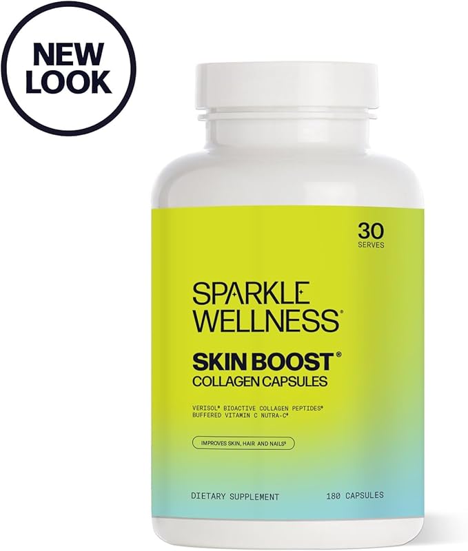 Sparkle Skin Boost Collagen Capsules 3-Pack (180 Pills 30 Days 2500mg Verisol