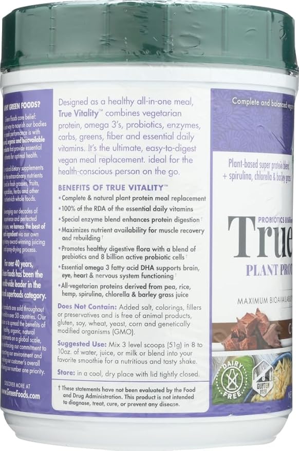 Green Foods True Vitality, Chocolate, 25.2