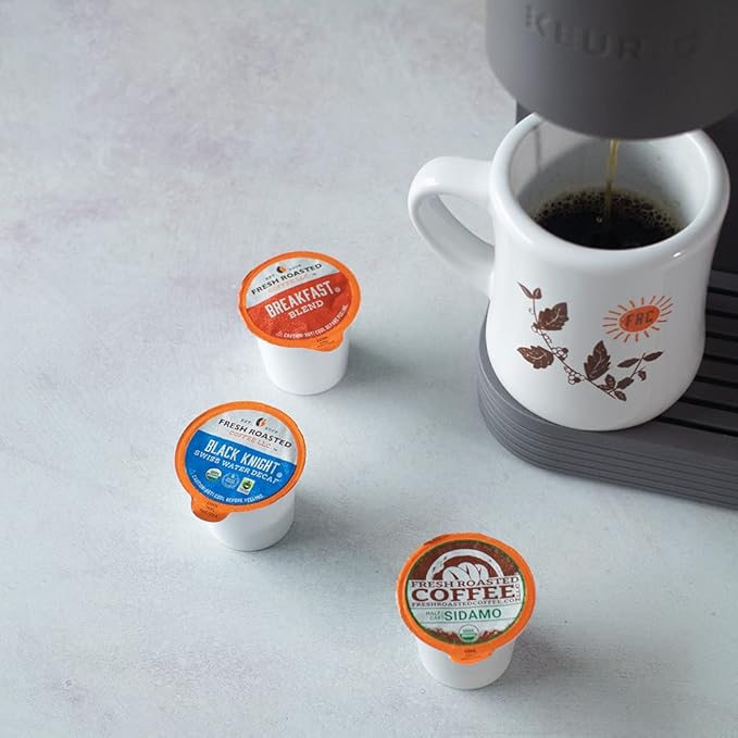 Fresh Roasted Coffee, Organic Ethiopian Sidamo, Light Roast, 72 Pods for K Cup Brewers