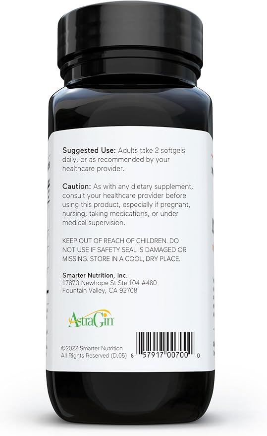 Smarter Nutrition Curcumin Softgels 95% Tetrahydrocurcuminoids (60 Count 1)
