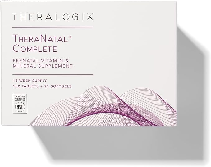 Theralogix TheraNatal Complete Prenatal Vitamin Supplement 91-Day Supply D3, Folate, B6 & 182 Tablets 91 Softgels