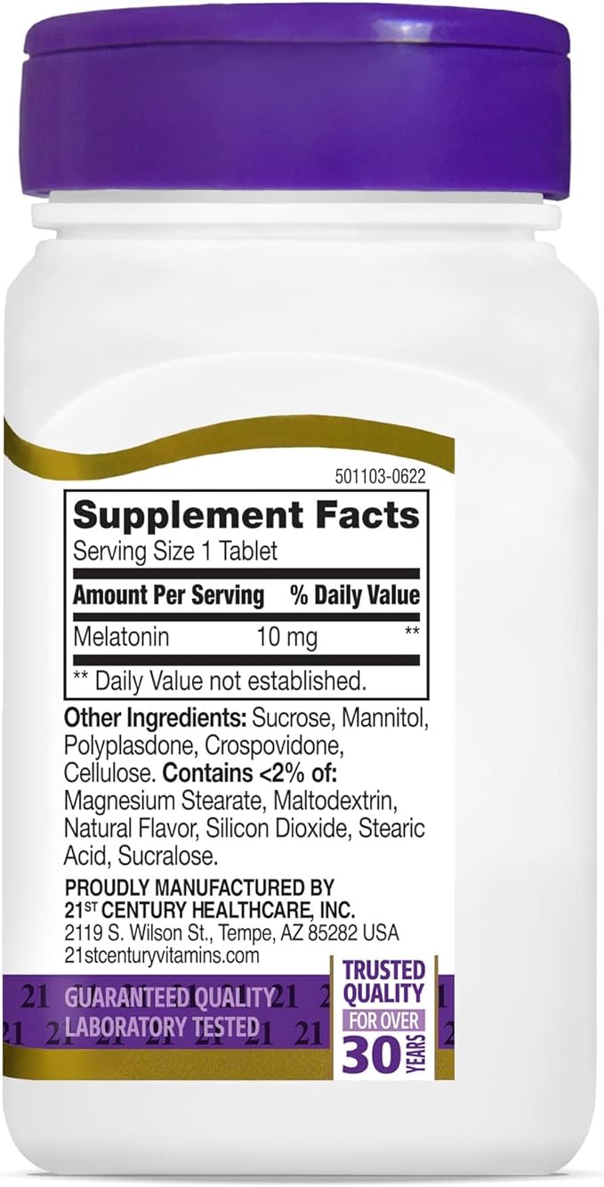 21st Century, Melatonin Quick Dissolve Tablets 10 mg, 120 Count