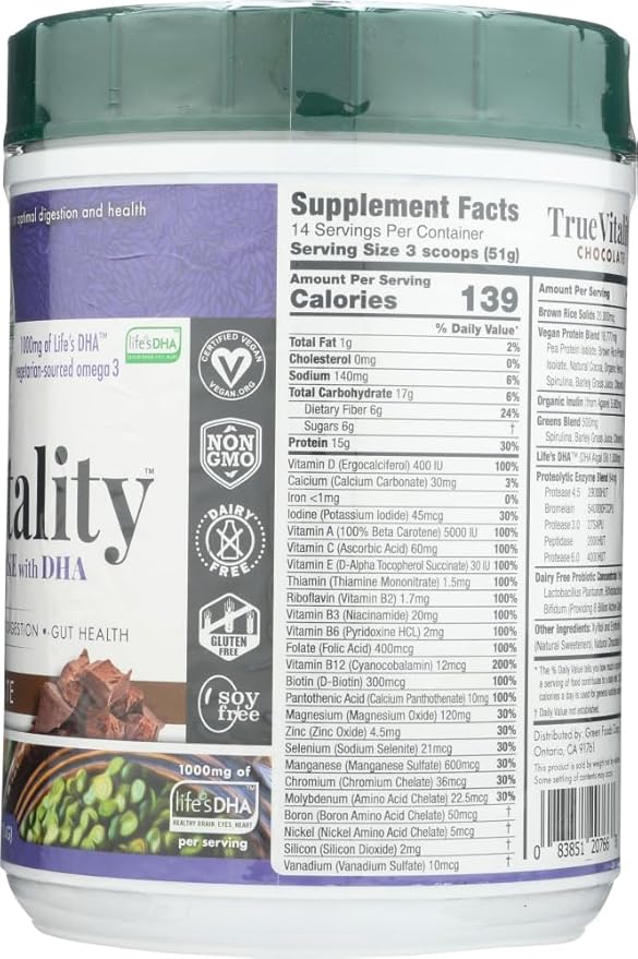 Green Foods True Vitality, Chocolate, 25.2
