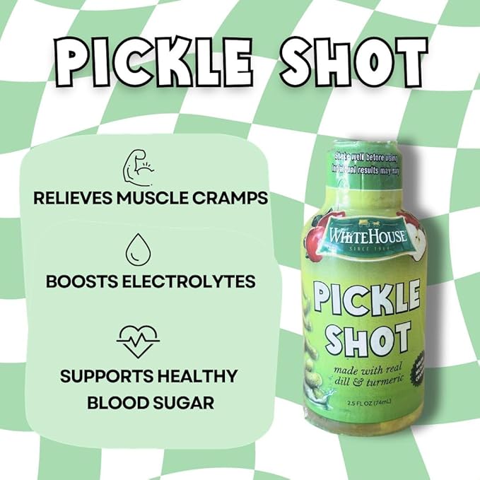 White House Pickle Shots, With Real Dill and Turmeric, Juice Hydrates and Helps Stop Muscle Cramps, On the Go 2 Ounce (Pack of 6)