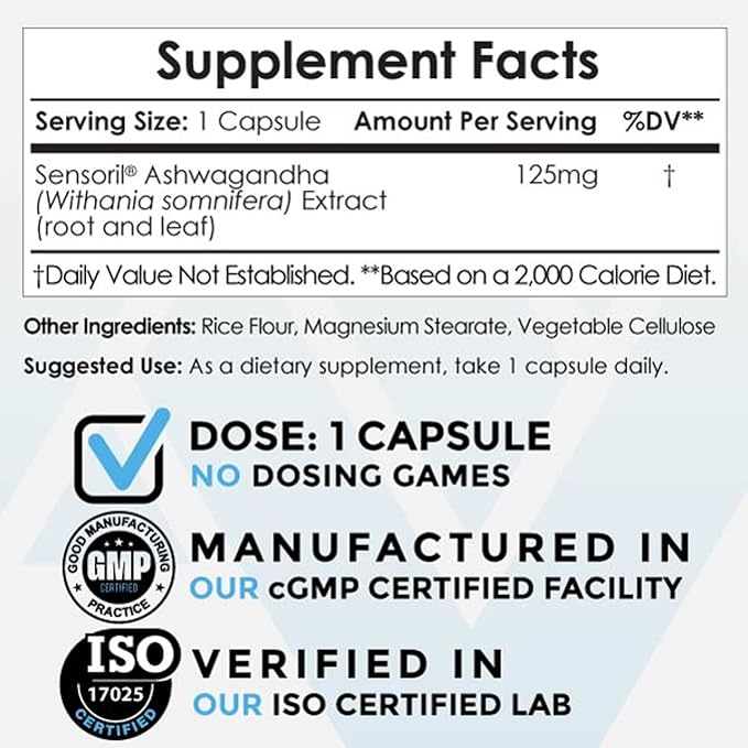 Nootropics Depot Sensoril Ashwagandha Capsules 125mg | 90 Count